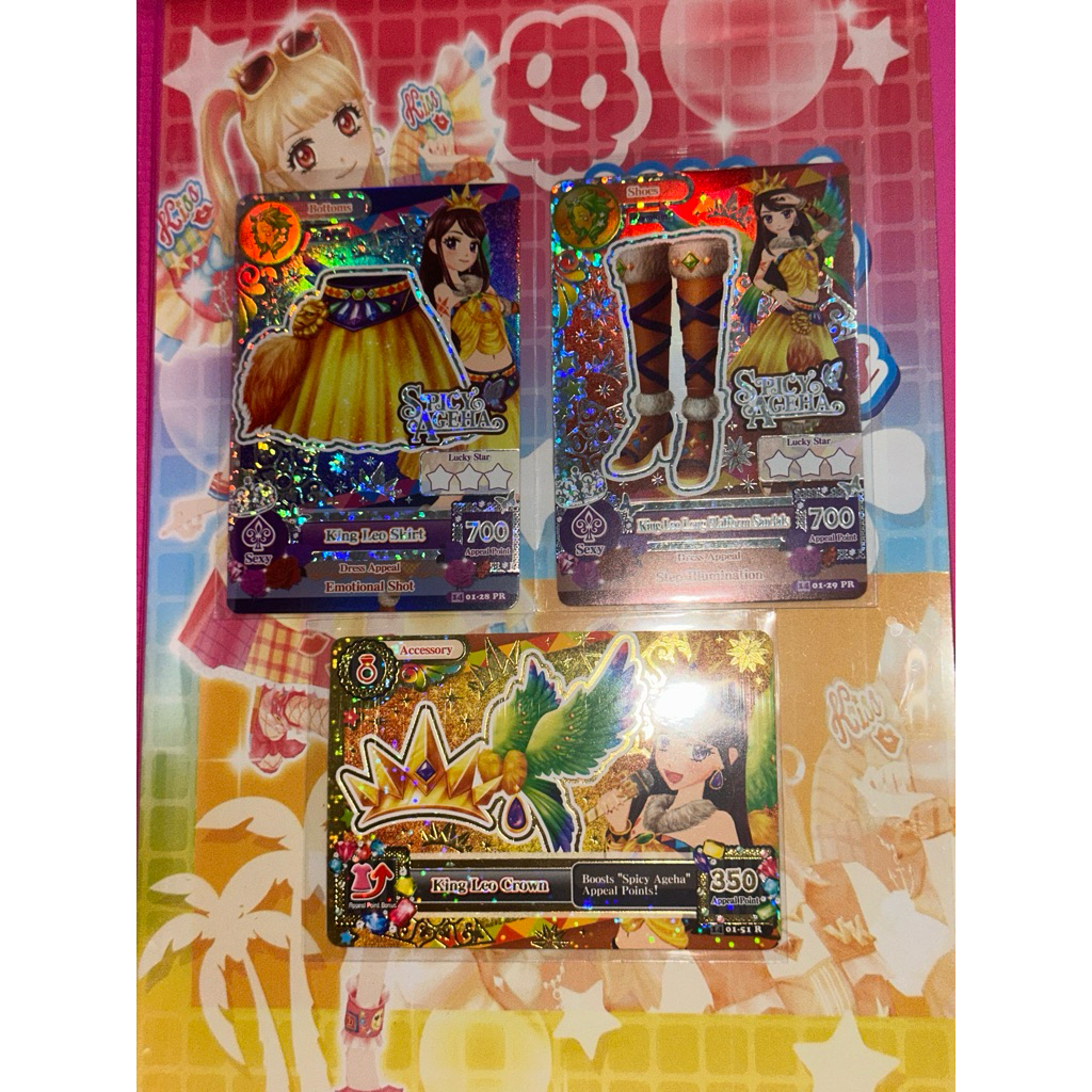 (Premium Rare) Kartu Aikatsu Official Ran Shibuki Spicy Ageha King Leo Skirt-Sandals-Crown