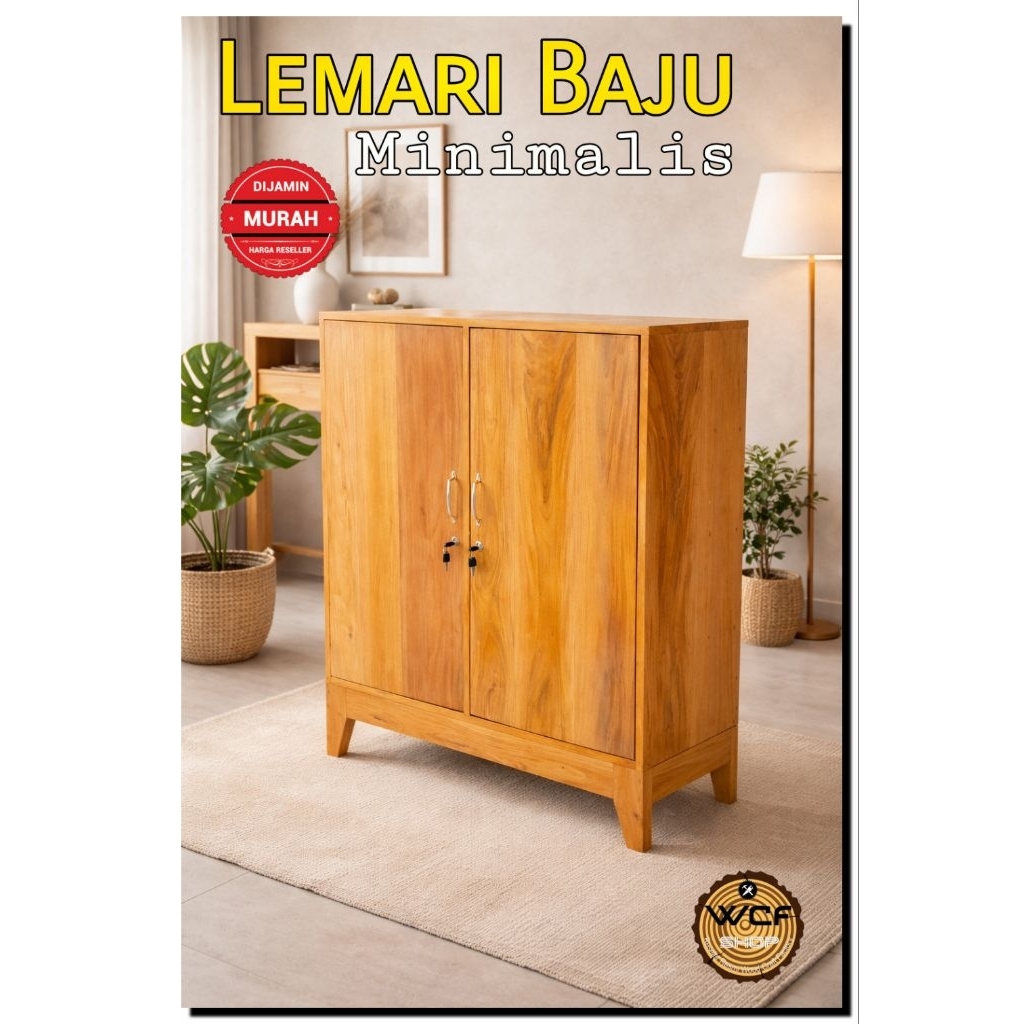 Lemari baju minimalis kayu mahoni