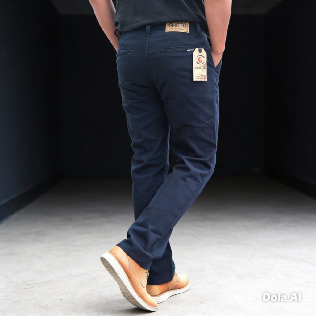 Celana Chino standar original Gheto Navy