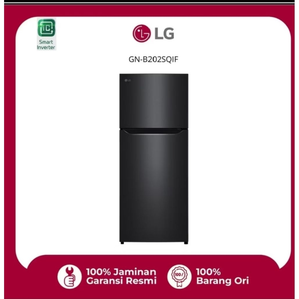 KULKAS LG GNB202SQIF 2 PINTU  SMART INVERTER KAPASITAS 202 LITER/ JUMBO