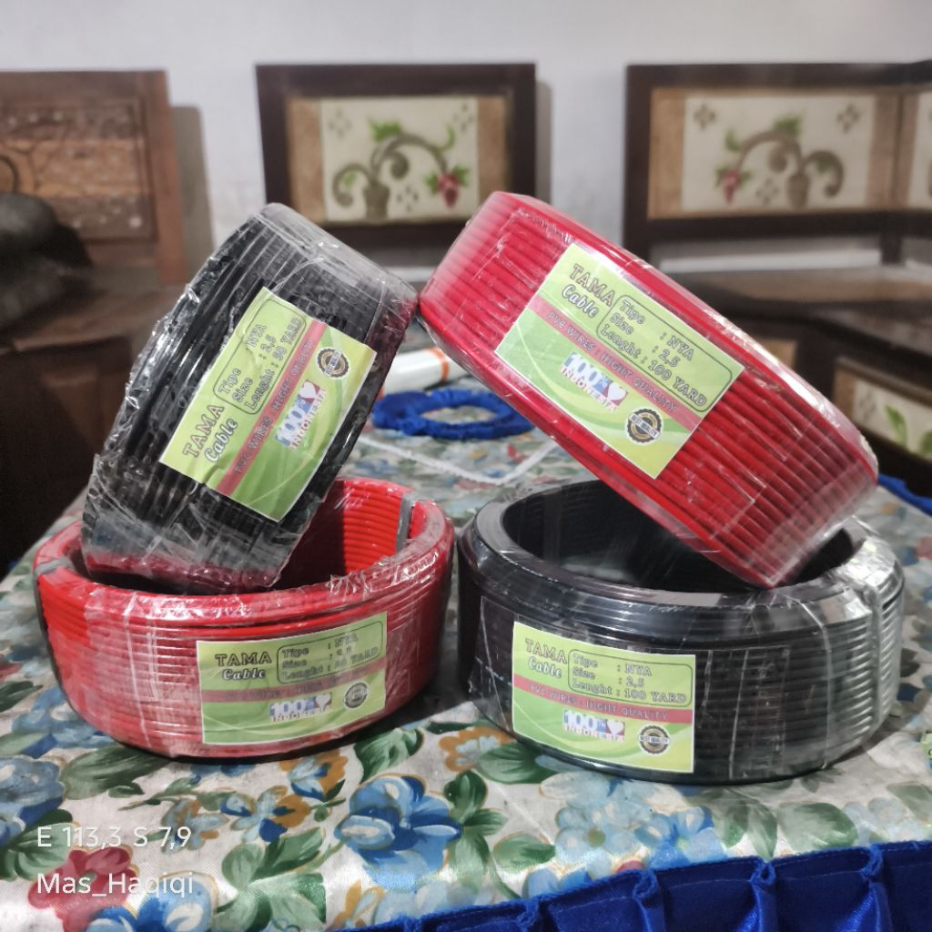 Paket Sepasang 2 Roll Merah Hitam Kabel listrik TAMA kawat tunggal. kabel instalasi listrik serbagun