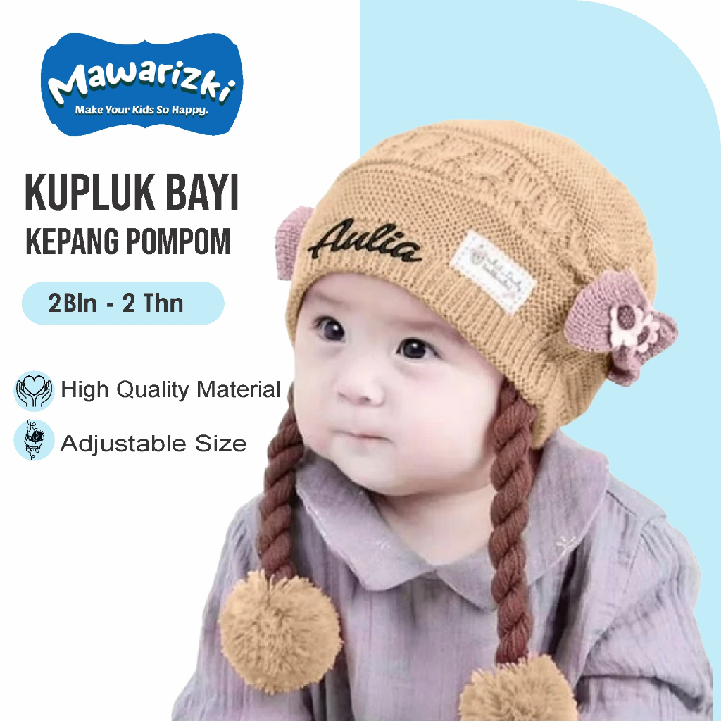 Kupluk Kepang Bayi Bordir Nama anak Perempuan