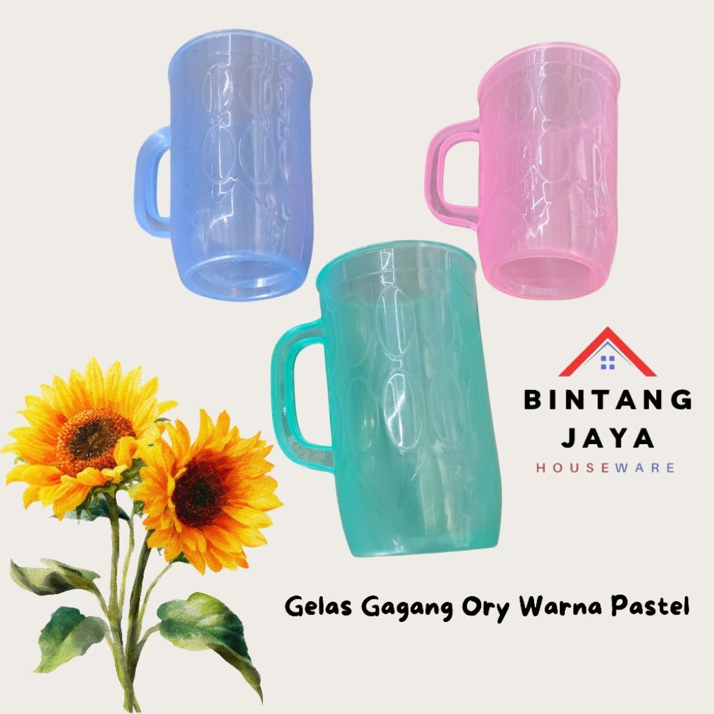 GELAS GAGANG || GELAS GAGANG MURAH || GELAS GAGANG LUSINAN PLASTIK || GELAS GAGANG WARNA PASTEL ORY