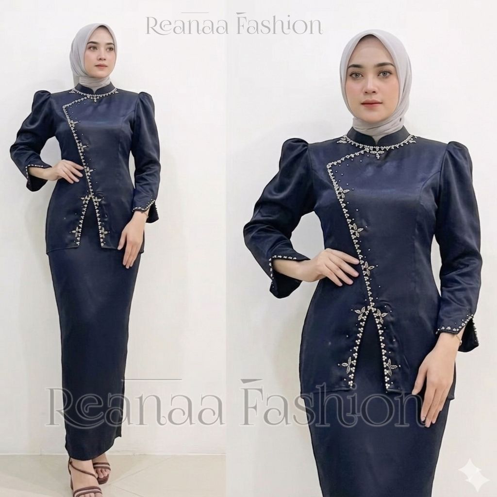 Reanaa Baju kurung melayu satin Valvet premium nyaman elegan cocok buat kondangan