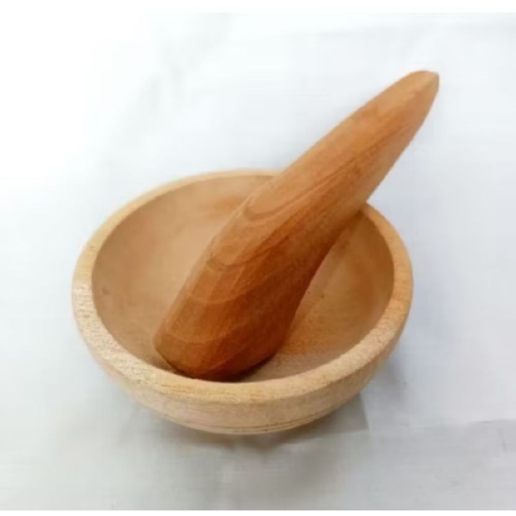 Cobek Kayu Mini Set + Ulekan / Mortar Kayu Kecil Estetik