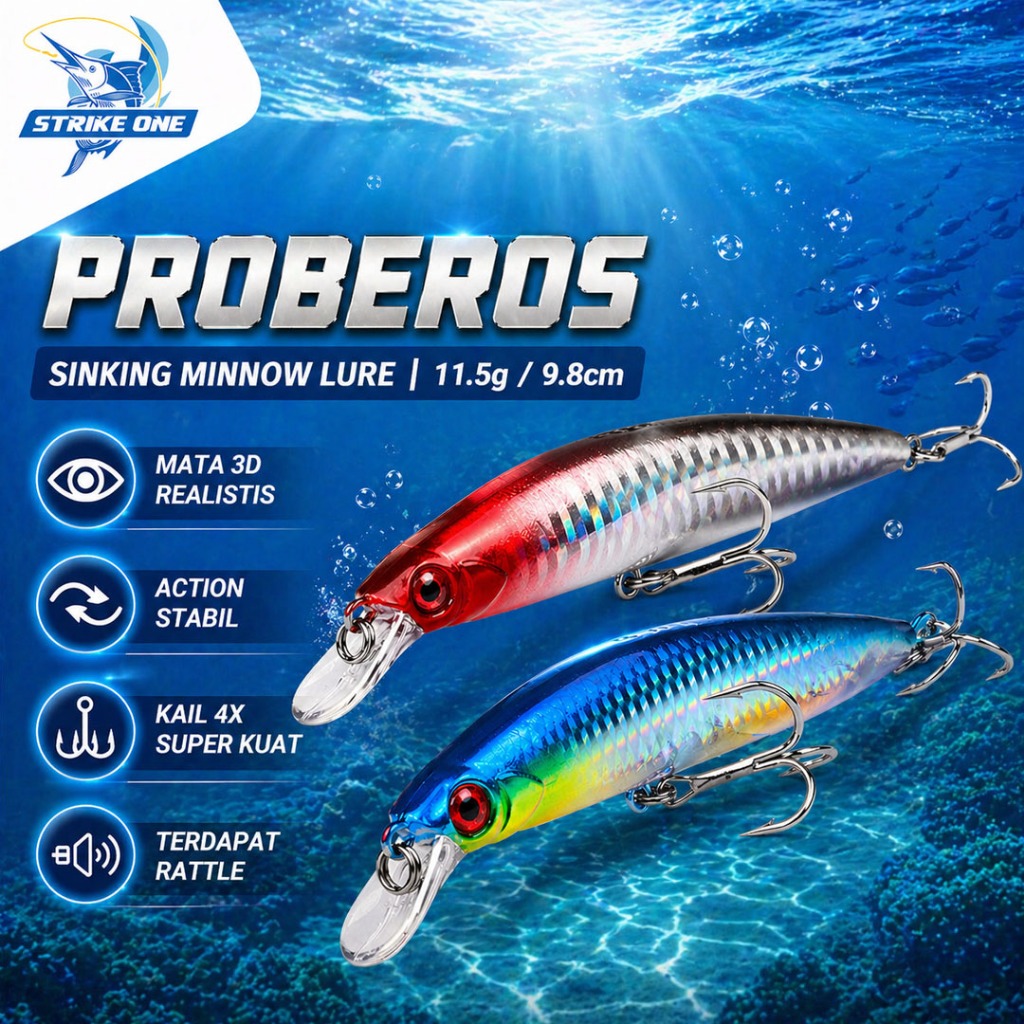 PROBEROS Umpan Pancing Lure Minnow 5 Warna - DW1084