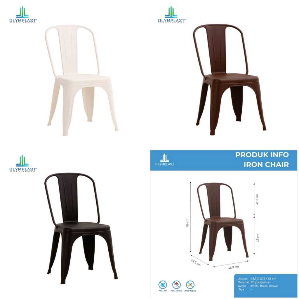 OLYMPLAST IRON CHAIR / KURSI CAFE TOLIX / KURSI CAFE PLASTIK / KURSI MEJA MAKAN
