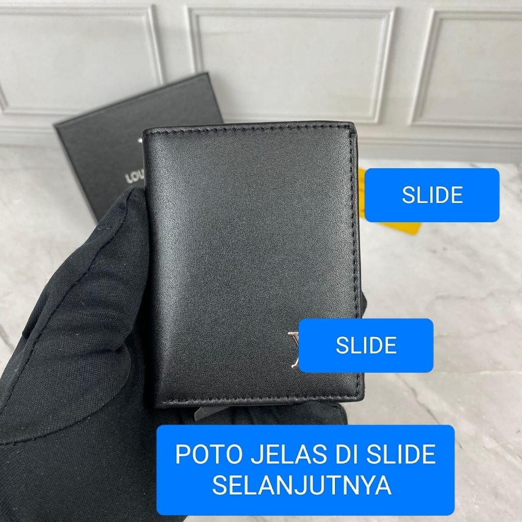 CARD HOLDER DOMPET KARTU BRANDED PRIA L'19109 BLACK LEATHER MIROR