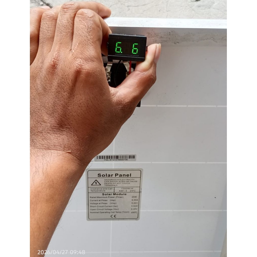 PANEL SURYA 6 VOLT 25 WP. kondisi bekas