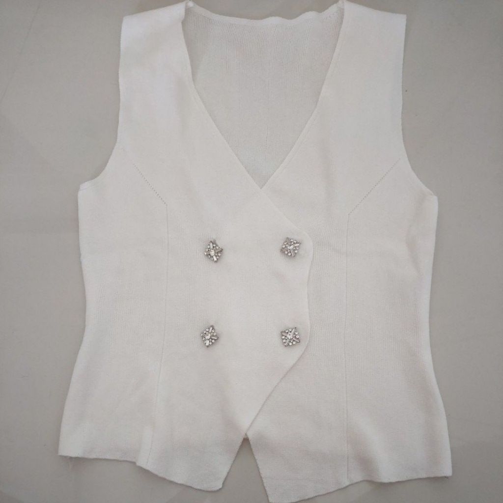 Preloved. vest rajut putih
