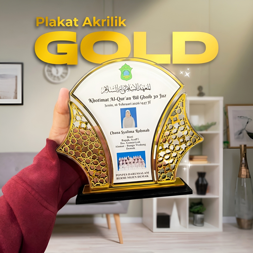 Plakat Akrilik Gold Custom Bentuk