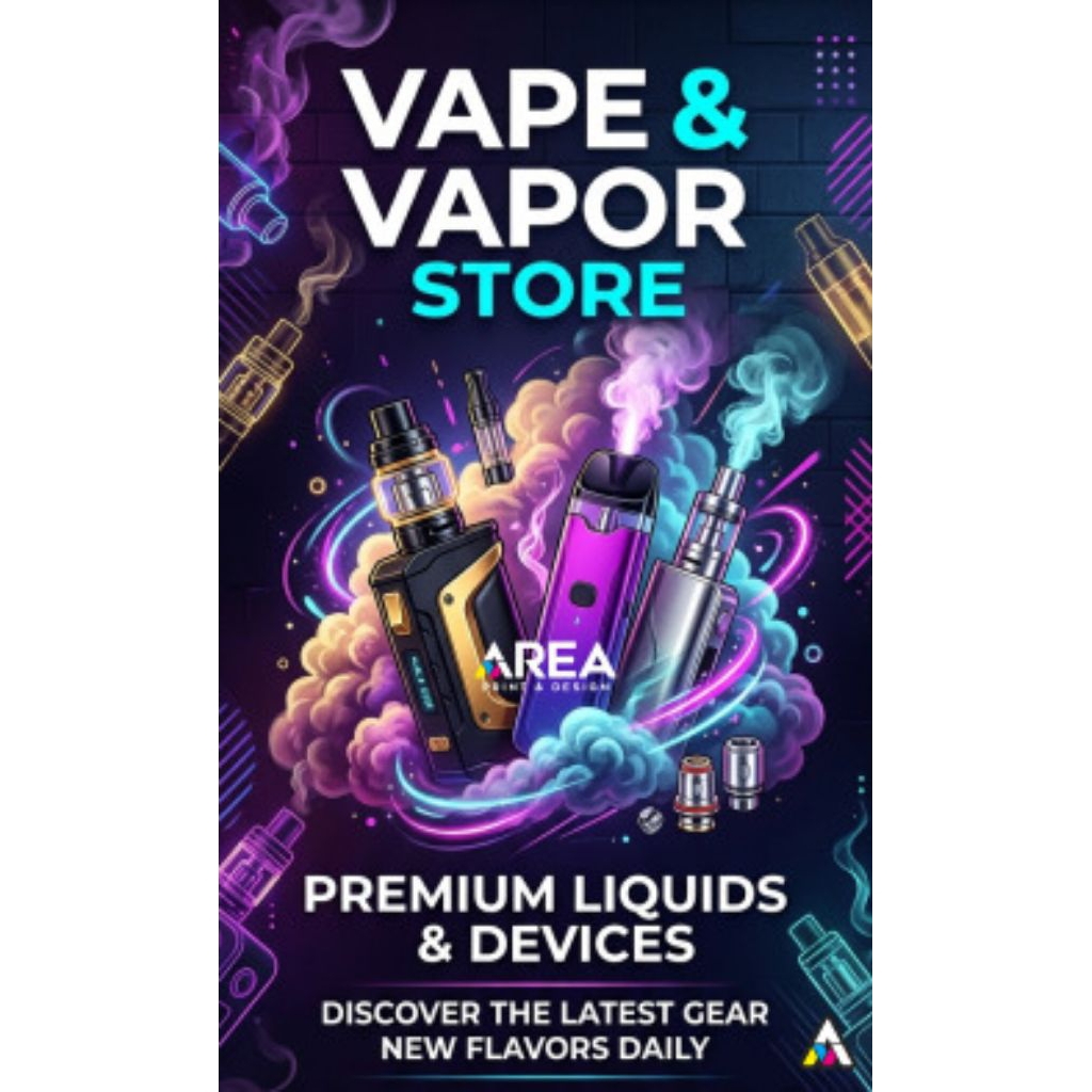 mmt banner vape vapor store rokok elektrik ukuran 60x100 cm | flexi 280 gsm