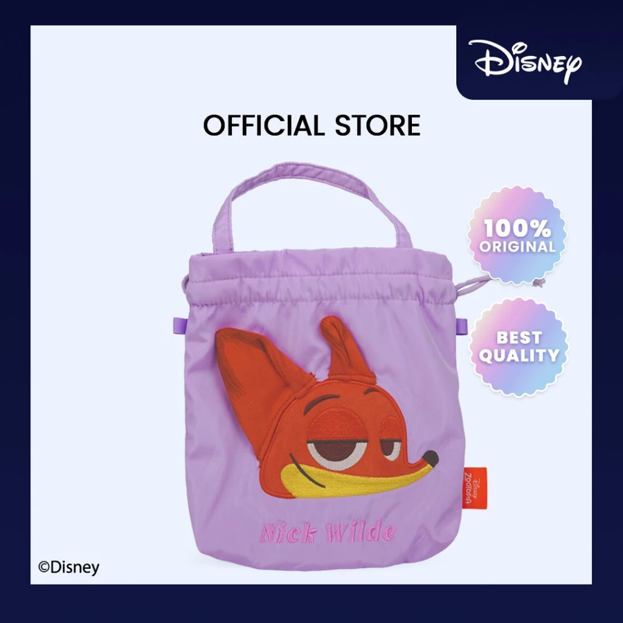 DISNEY Zootopia Purple Nick Drawstring Storage Bag Series | Tas Mini Makeup Travel Bag Pouch Kosmeti