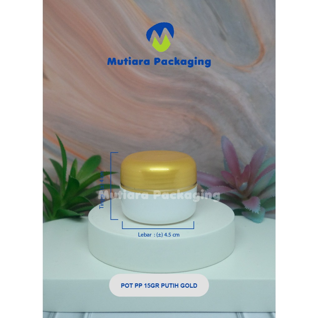 TERMURAH  POT CREAM PP 15GR PUTIH-GOLD MURAH/ POT SKINCARE 15GR