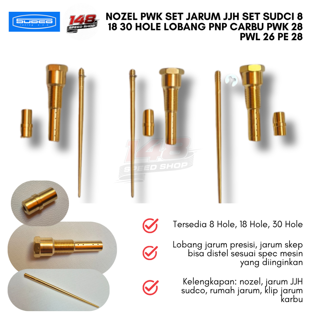 Nozel PWK Set Jarum JJH Set Sudco 8 18 30 Hole Lobang PNP Carbu PWK 28 PWL 26 PE 28