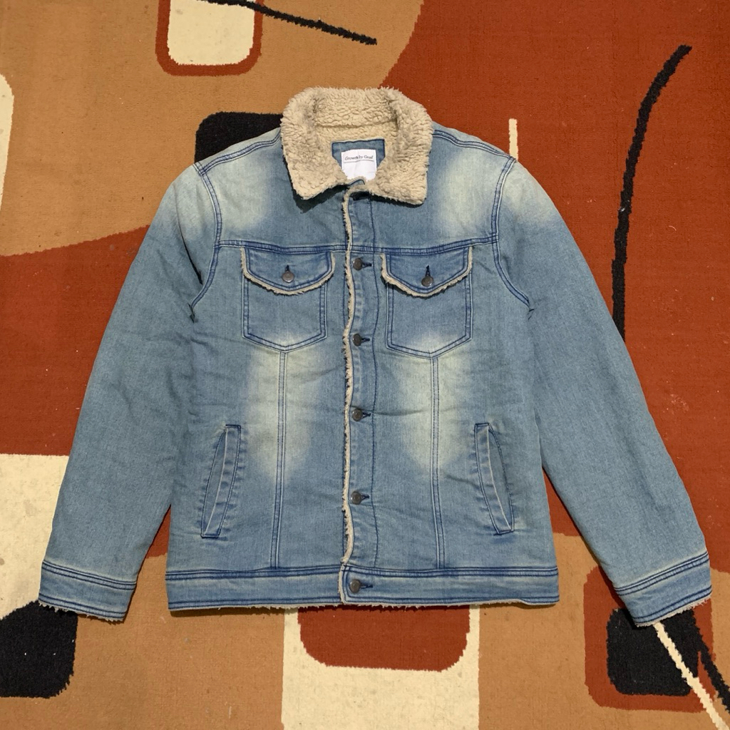 Growth By Grail Denim Sherpa Jacket | Jacket Denim Second | Jacket Trucker Second