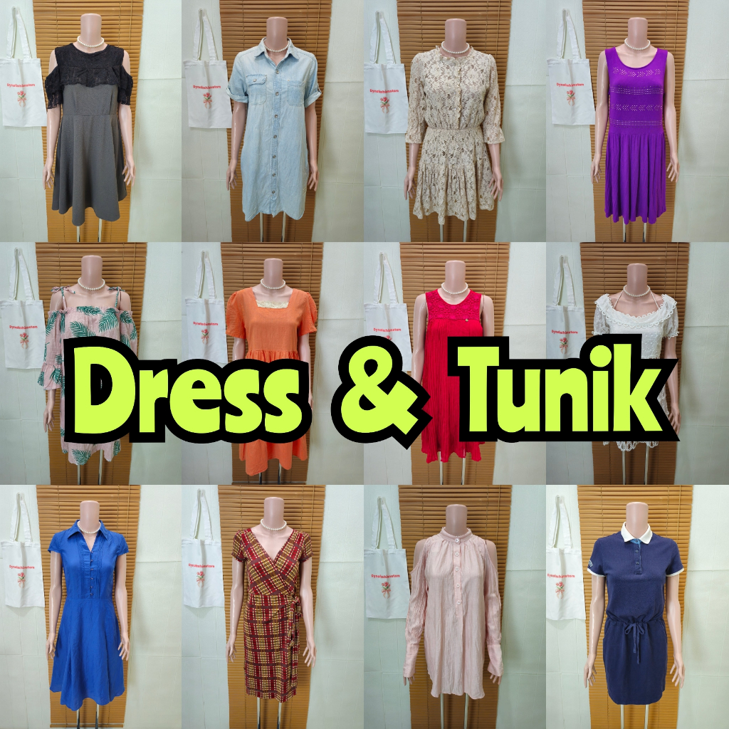 Dress / Tunik / mini Dress lengan pendek  / Long Dress / Daster / sabrina / tali satu