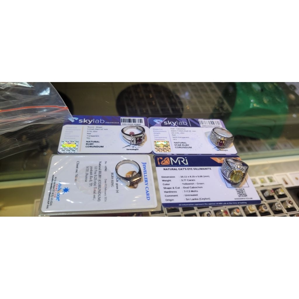 borongan 4pcs batu permata, Ruby star, ruby cutting, CE siimanite, and Ruby set ring