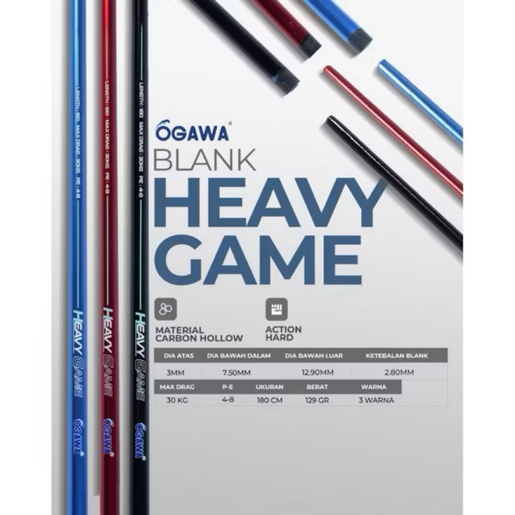 Carbon Hollow Blank Ogawa Heavy Game Bahan Joran Kaku