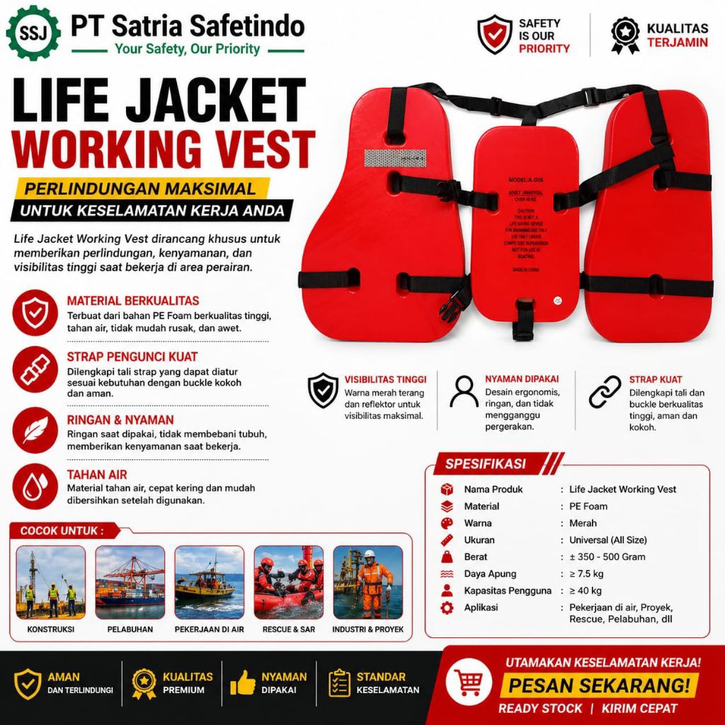 Life Jacket Working Vest - Jacket Pelampung Rescue Original