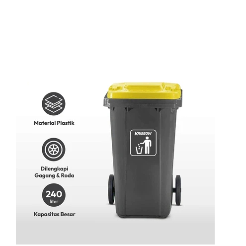 Tempat Sampah 240lt / Dust Bin 240lt Hitam Tutup Kuning Pedal