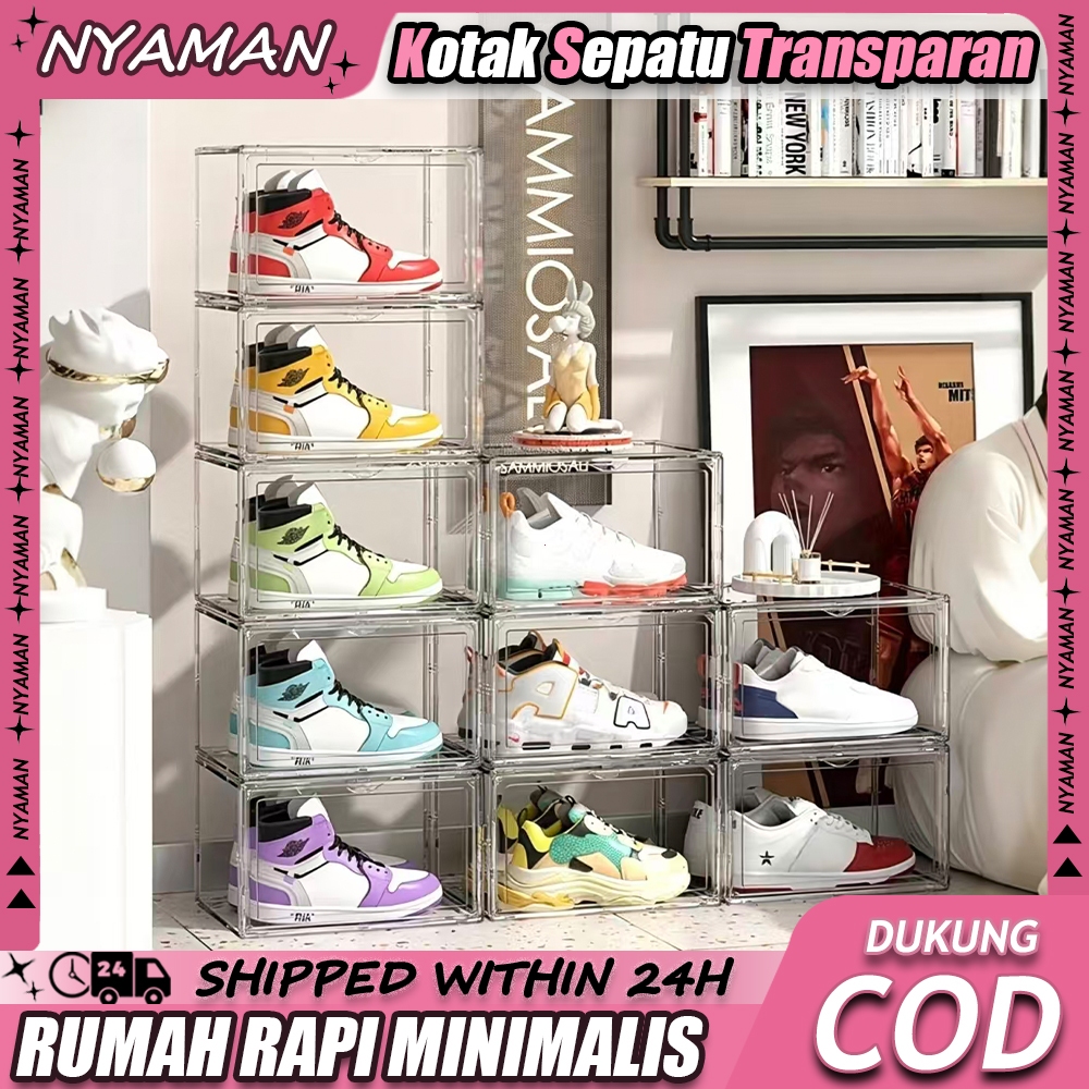 [COD] Kotak Sepatu Transparan Akrilik  Box Premium Stackable ​ Ukuran Besar Tempat Penyimpanan Sepat