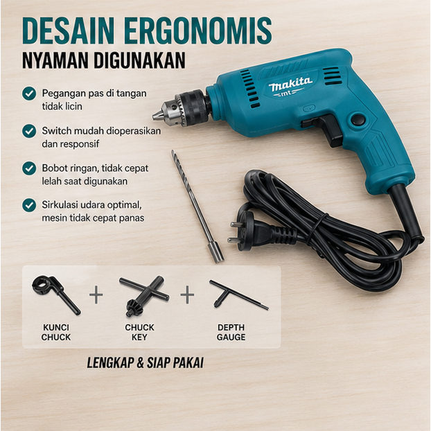 BEST MAKITA Mesin Bor Elektrik M0600B | Hand Drill Electrik Besi Kayu 10mm Drill ( DH MT 60 MT60 Mak