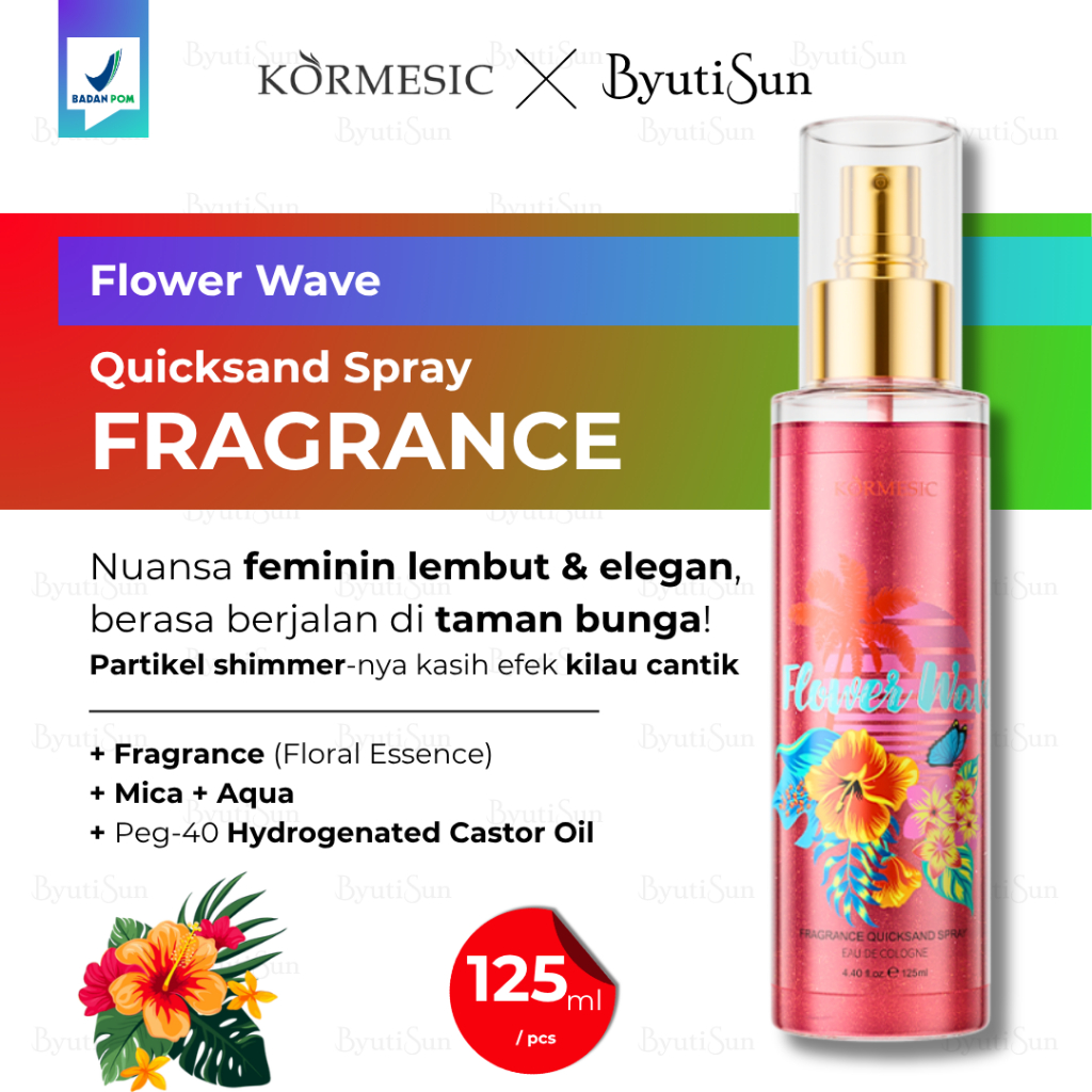 BPOM KORMESIC Parfum Wanita Flower Wave Fragrance Quicksand Spray Shimmer Gliter Mewah Glowing Wangi