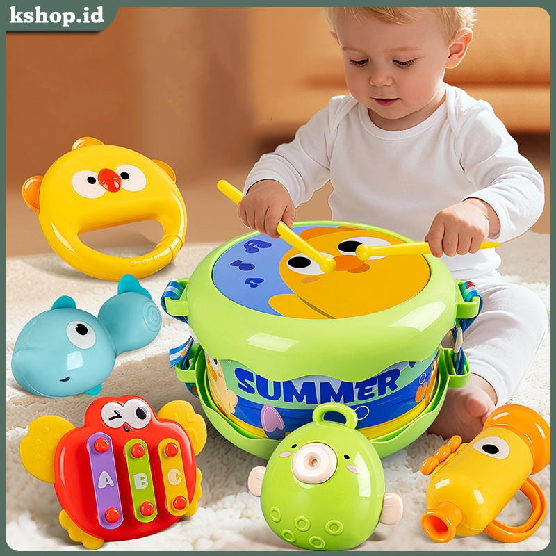 Bayi Drum Anak Full Set 5 In 1 Drumband Anak Mini Drum Alat Musik Mainan Anak Edukasi