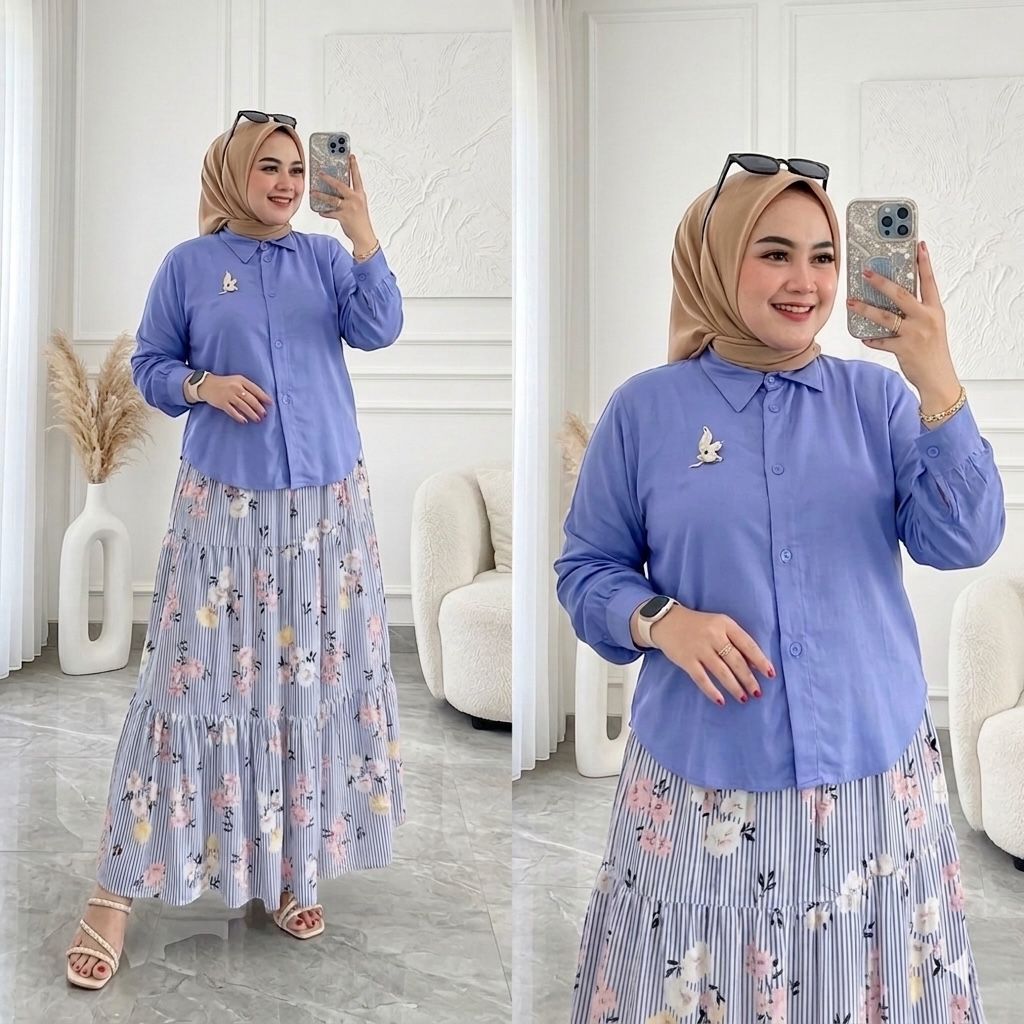 SETELAN ROK MOTIF RAYON LD 120 LD 130 LD 140 // SETELAN JUMBO KOMBINASI POLOS MOTIF // SETROK BIGSIZ