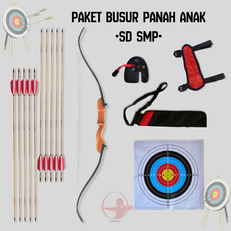 Busur Panah Anak SD SMP Set Lengkap Panahan Pemula Bonus 10 Arrows