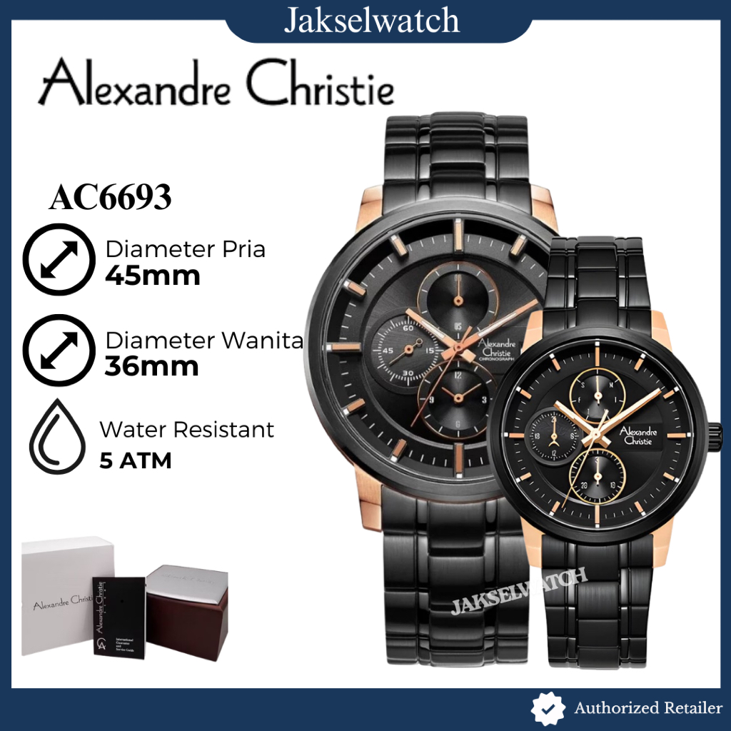 ORIGINAL Jam Tangan Pria Wanita Alexandre Christie Rantai AC6323 AC 6323 Garansi Resmi