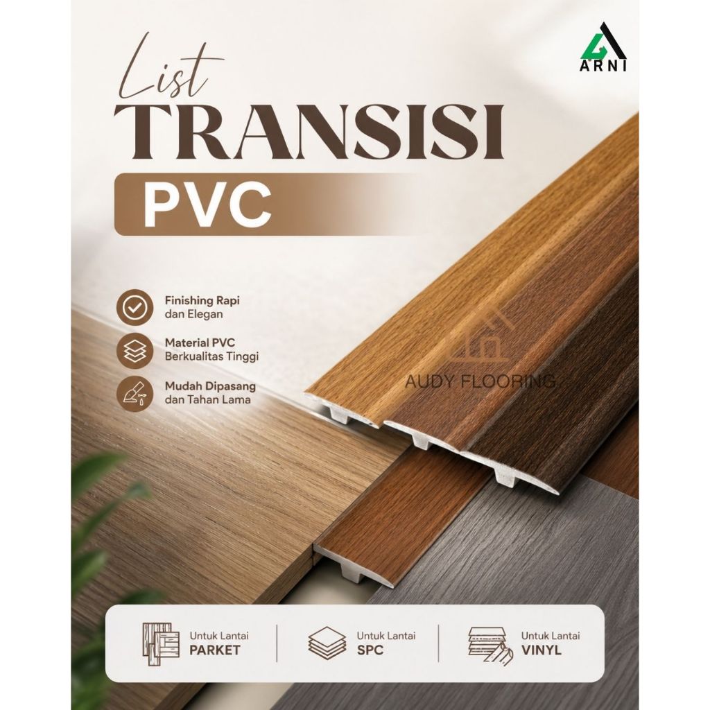 List Transisi PVC Lantai Panjang 240 cm | List Pintu Lantai Vinyl,SPC,Parket | Aksesoris Lantai Viny
