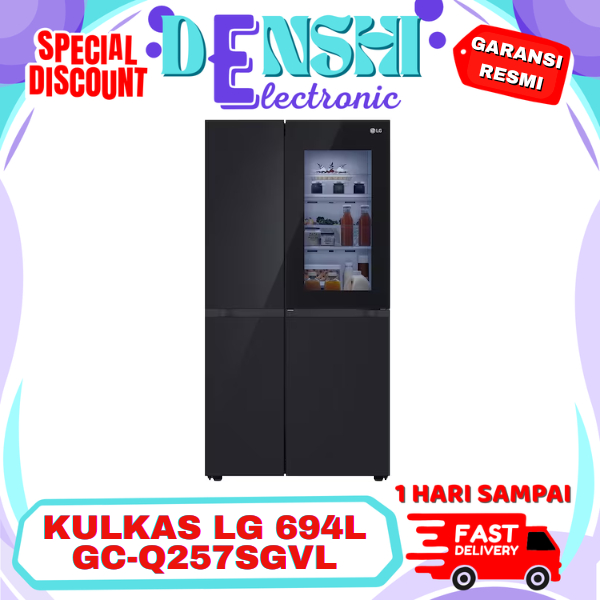 KULKAS LG GC-Q257SGVL SIDE BY SIDE 694 LITER INSTAVIEW / KULKAS LG SMART INVERTER