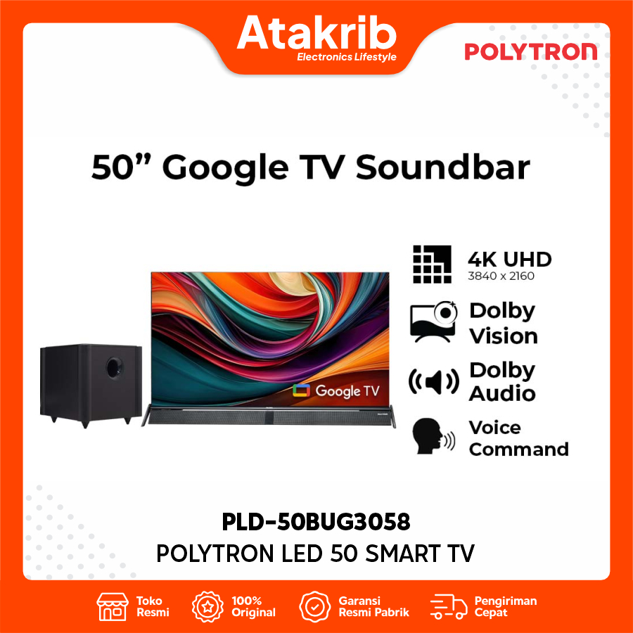 POLYTRON LED 50 PLD-50BUG3058 4K UHD Smart Cinemax Soundbar Google TV