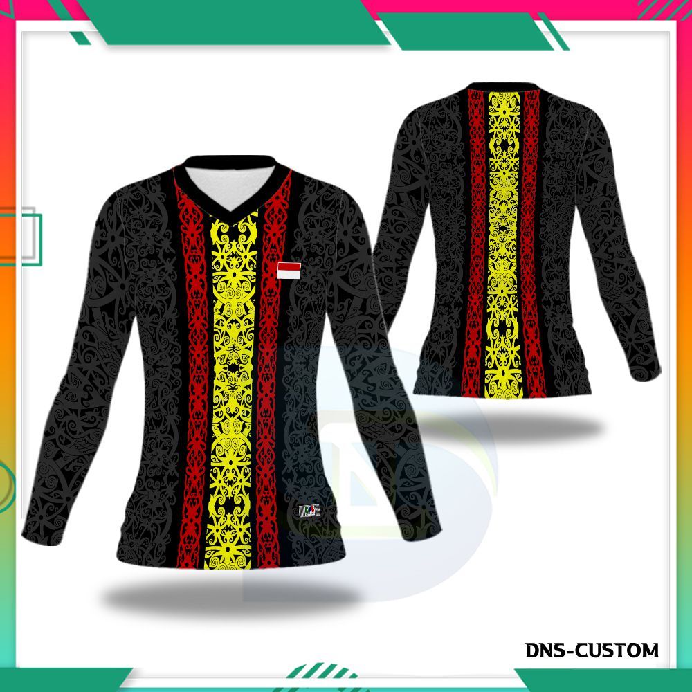 Kaos Batik Dayak Motif Enggang - Jersey Batik Dayak Terbaru - Baju Batik Dayak Kalimantan Custom
