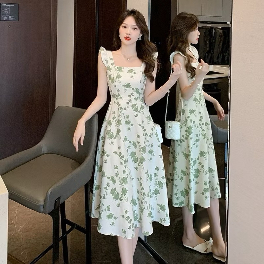 Dress Korea Motif Bunga