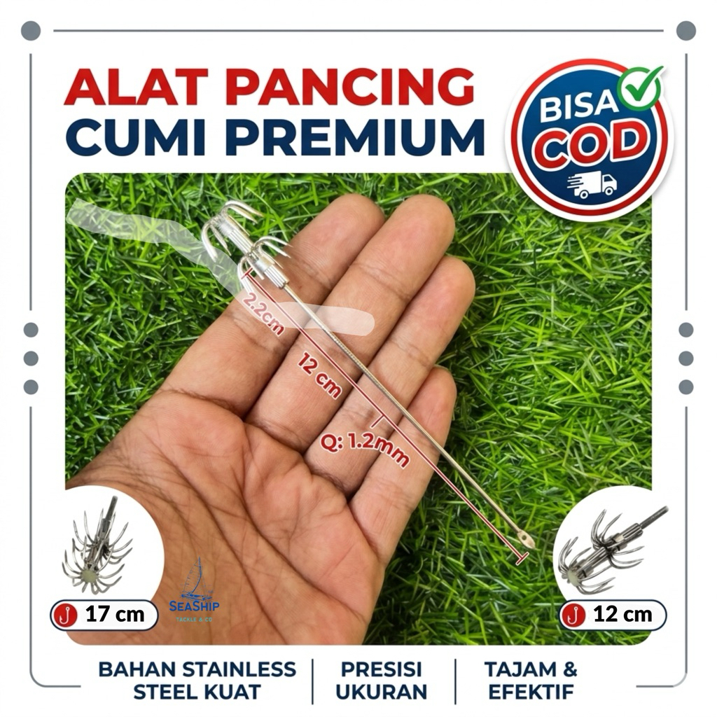 SEASHIP Pancing Cumi Umbrella Tusuk Sunduk Kawat Kail Egi Untuk Umpan Hidup Stainless Anti Karat