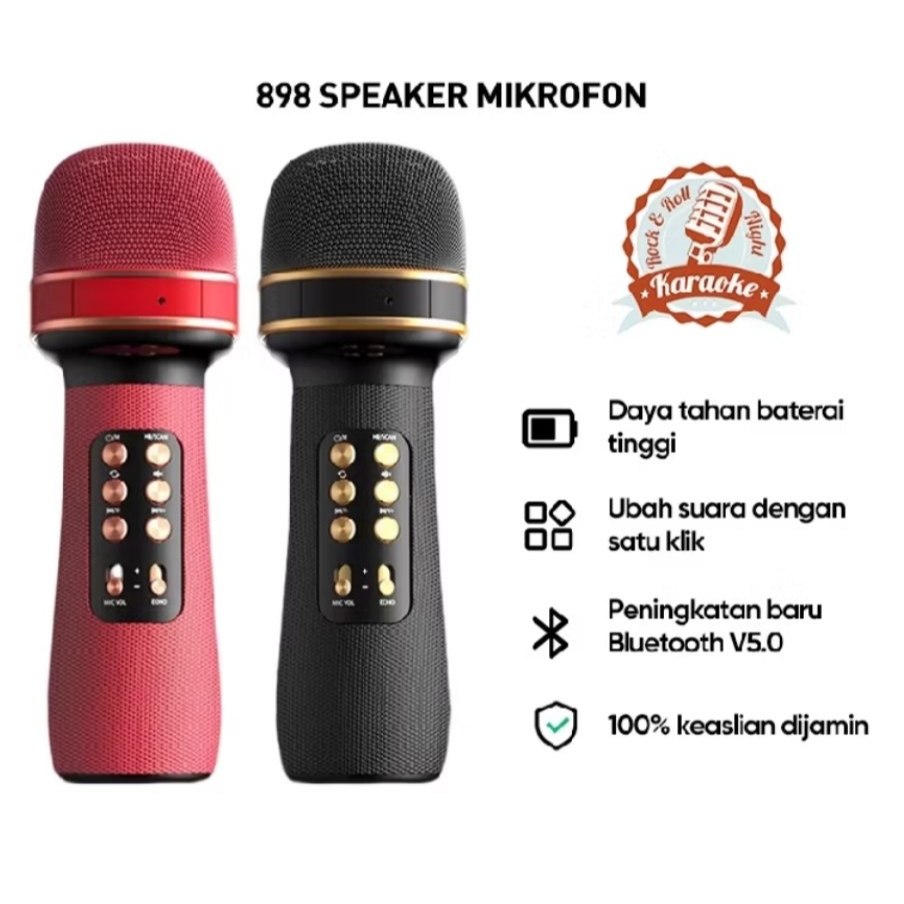 Mic bluetooth Original Wester KTV WS-898 Speaker Wireless Mikropon Smule Karaoke Microphone Portable