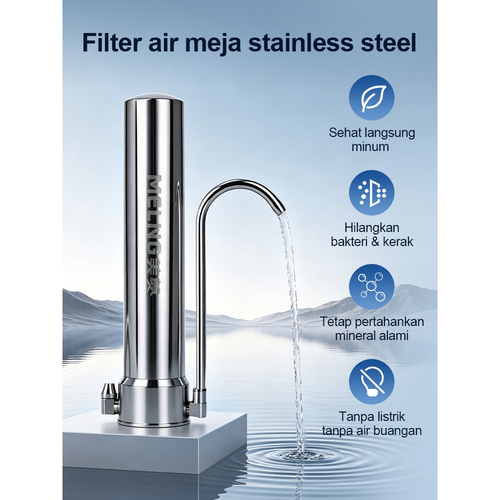 Filter Air Stainless Steel Keramik  – Penyaring Air Minum Rumah Tangga, Cocok untuk Air PDAM & Sumur