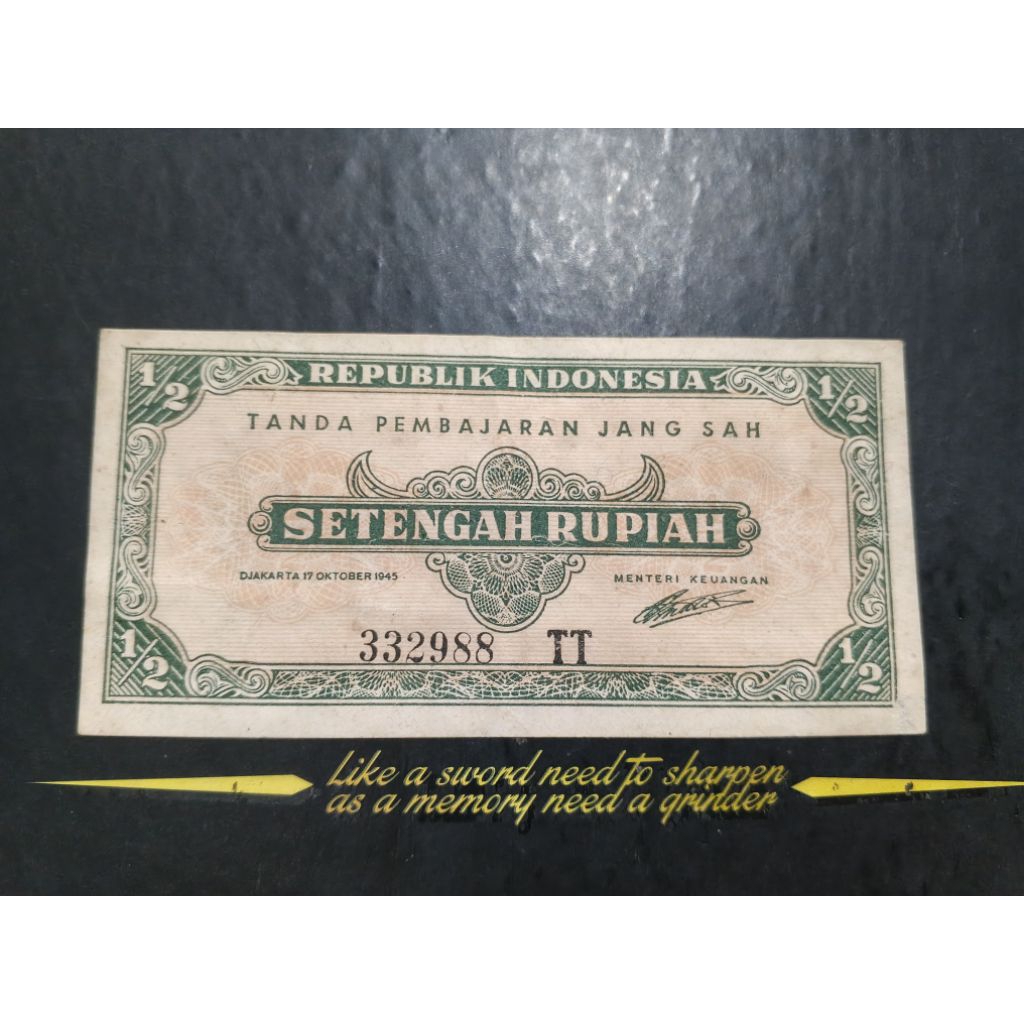 UANG KUNO SETENGAH RUPIAH SERI ORI TANDUK TAHUN 1945 LANGKA