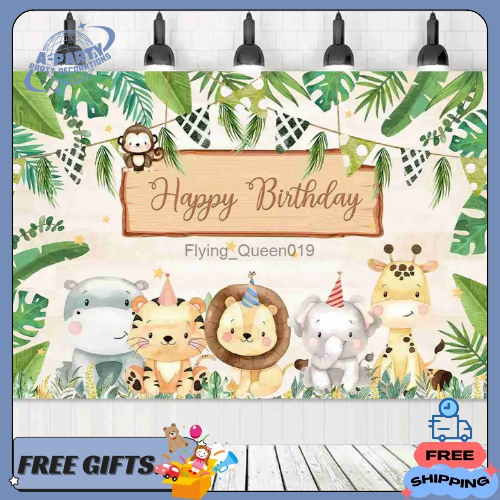 Backdrop Tema Kebun Binatang Jungle Safari Party Balon Dekorasi Ulang Tahun