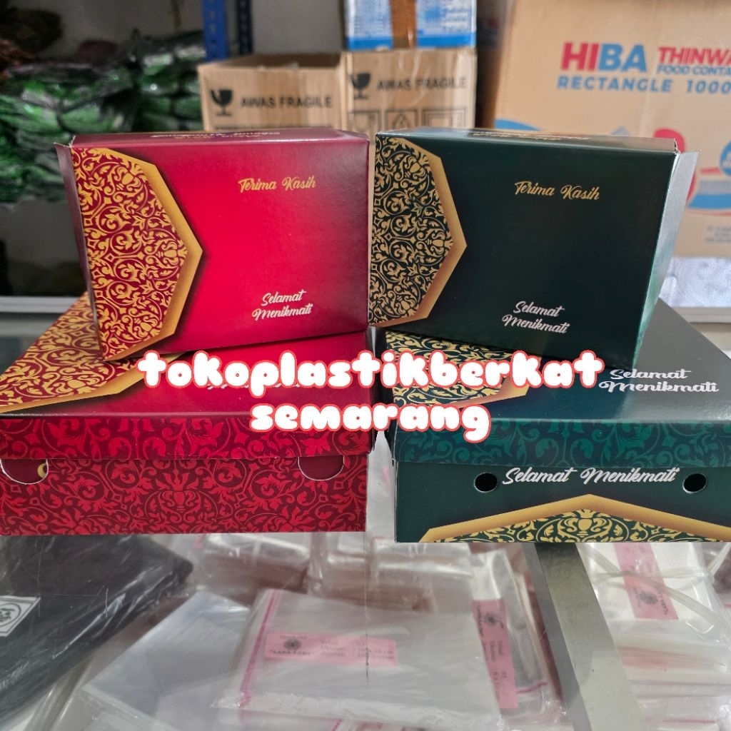 Box / Kardus / Dus Snack Kue Makanan - Aqua T Batik Hijau Emas - dus 18 motif - dus 20 motif