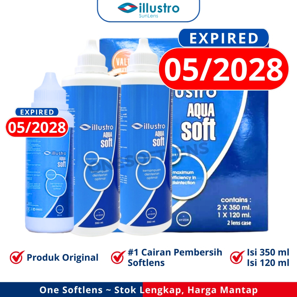 TWIN PACK AIR SOFTLENS ILLUSSTRO AQUA SOFT 350ML CAIRAN PEMBERSIH SOFTLENS
