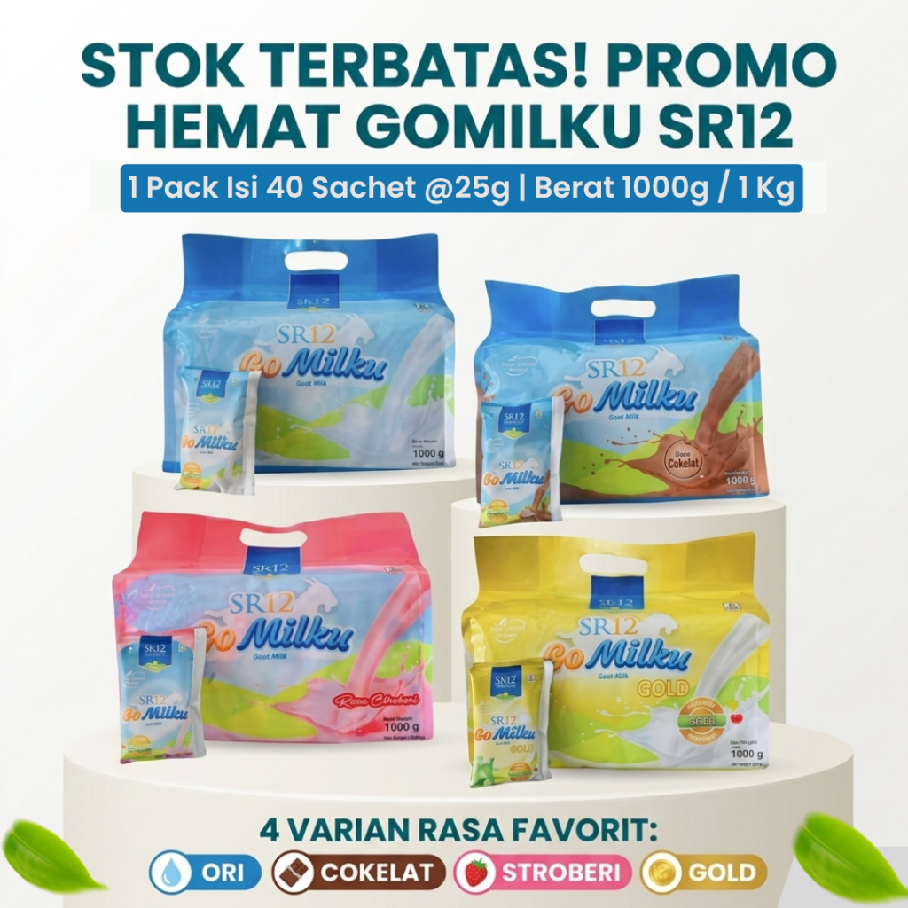 GoMilku SR12 Original & Gold Susu Kambing Etawa Nutrisi Tulang & Sendi 1kg 40 Sachet Makassar