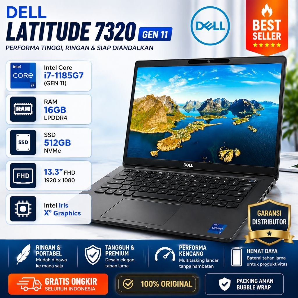 DIJUAL LAPTOP SPEK TINGGI DELL LATTITUDE 7320 CORE i7 GEN 11
