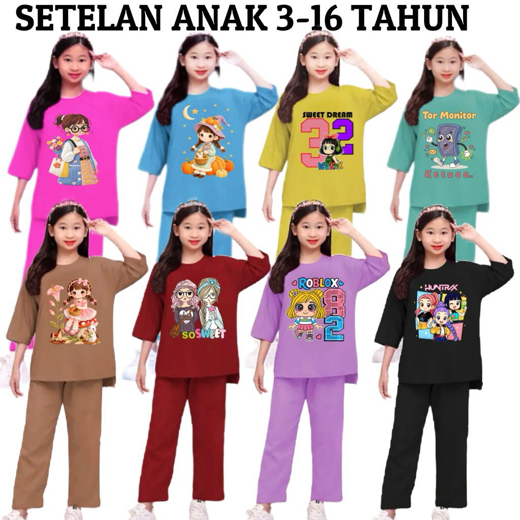 PAKET 3 STEL BAJU SETELAN ANAK PEREMPUAN / SETELAN ANAK VIRAL / PAKET USAHA