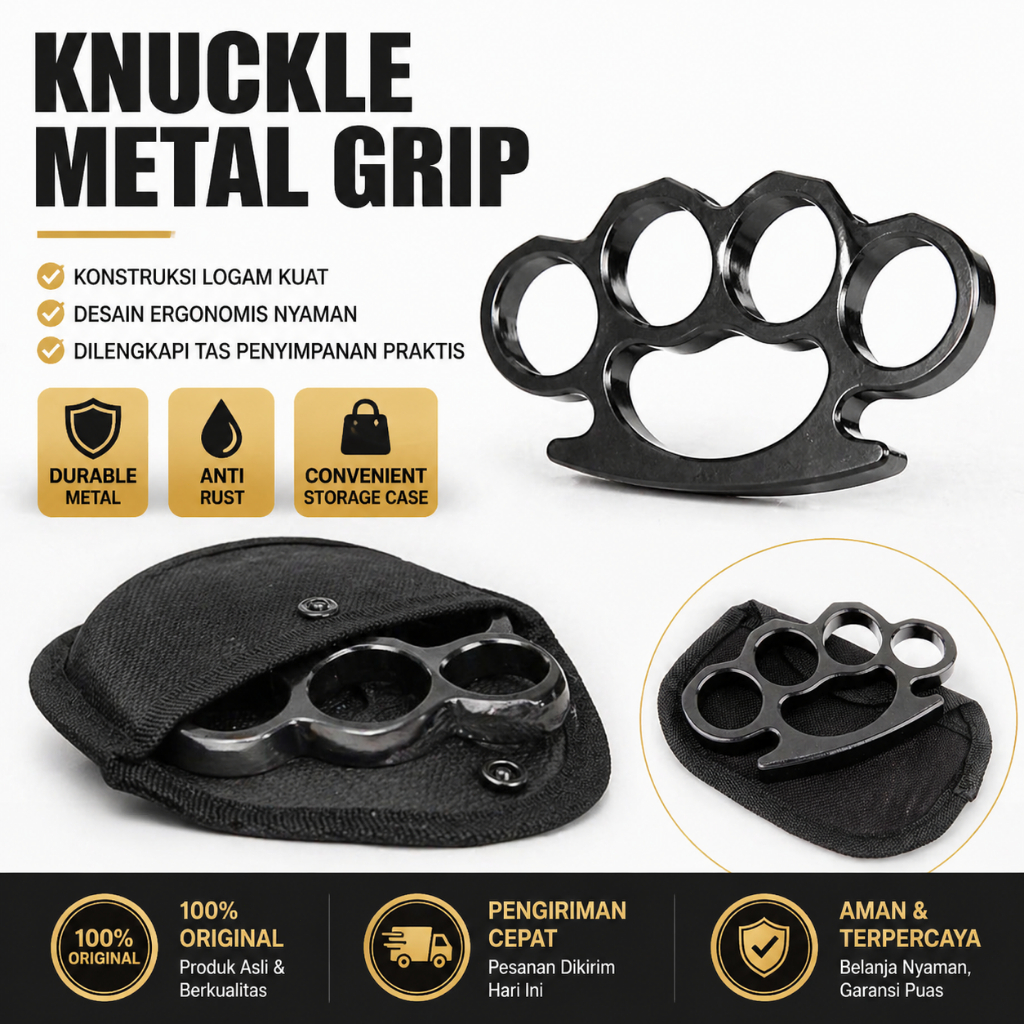Knuckle Grip Metal Besi untuk Boxing & Beladiri, Perlindungan Jari Tangan Indoor & Outdoor, Bonus Sa