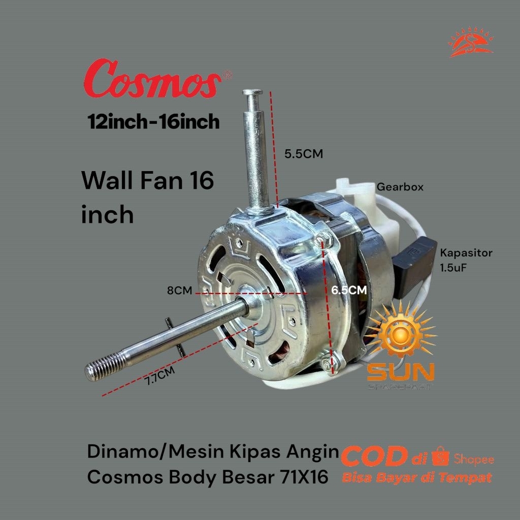 Dinamo/Mesin Kipas angin Cosmos body besar 71X16 Wall Fan Kipas 16inch/Kipas Angin Dinding