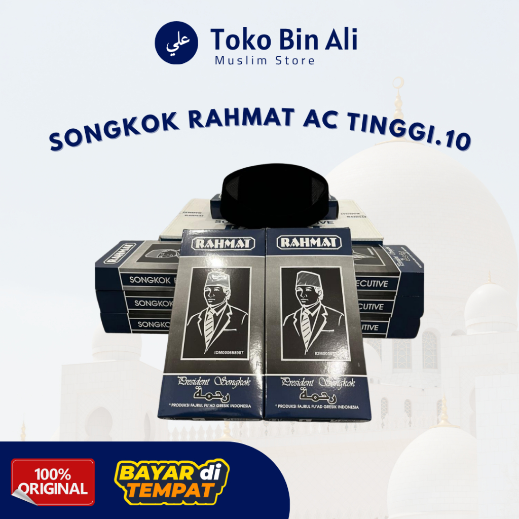 Peci Songkok Rahmat Hitam Polos AC Original Tinggi 10. Ukuran Standar Anak Laki-laki dan Jumbo Pria 